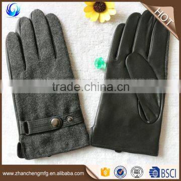 Top Quality Man Sheepskin Leather Palm Wool Gloves Touch Screen photo-3