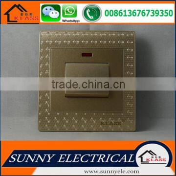 KB6 best sale Painting Golden good quality electric popular wall 20A red switch with neon with CE certification