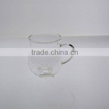 double wall glass drinking cup with handle