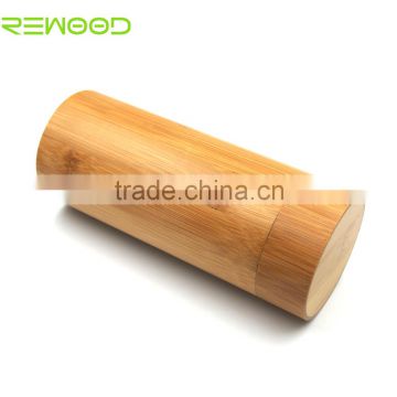 custom bamboo sunglass case Natural Bamboo Box Round Wood beige Cylindrical Shaped Sunglasses Wooden Case