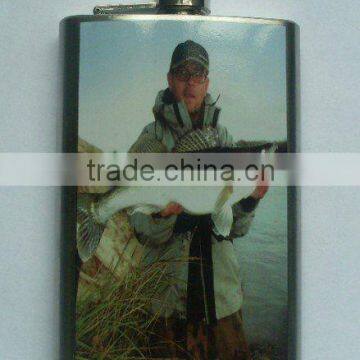 Water-transfer printing hip flask