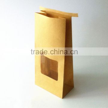 Brown Kraft Paper Coffee Bag with Tie and Window in Stock 90*60*260