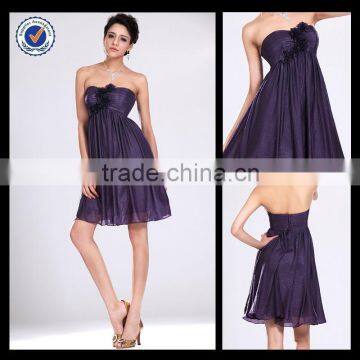 Fashion Purple Strapless Flowers Min Briedsmaid Dress bm00089