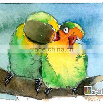 Modern cute bird watercolor painting kids bedrooms