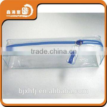 custom high quality transparent pvc bag with zipper puller