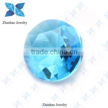 Synthetic rough aquamarine glass round stone