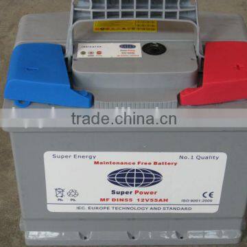 DIN55(12V/55AH) MF auto battery,EN standard.