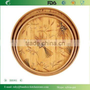 BR901/Traditional Classical Chinese Kongfu Bamboo Round Charger Tea Tray photo-3