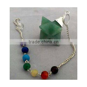 Green Jade Markaba Pendulum with Chakra Chain
