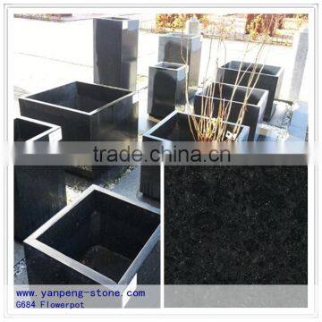 G684 chinese black granite stone flowerpot