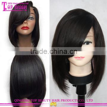 Alibaba lace wig China lace front wig indian remy hair 10inch 130% density side part lace front wig with bun