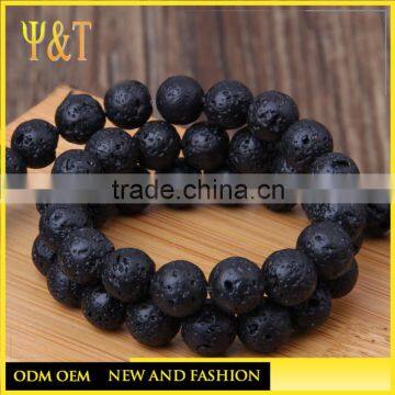 China Factory Flat Black Lava Rock Beads 6-10mm With Hole for Bracelets Necklace (KB-003)