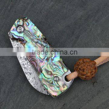 AK-1213 Vintage Design carving handle with damascus steel folding hunt knives pocket knifes