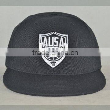 Guangzhou hat factory professional custom 100% acrylic / 6 panel/black/embroidery logo/flat brim hat