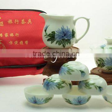 Hand Painted Chrysanthemum Flower Portable Travel Tea Set photo-4