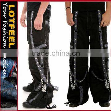 Baggy bondage gothic cyber jeans chain rave shorts fetish pants (ROCK016)