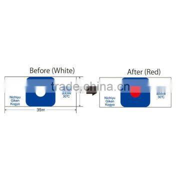 Low temperature indicator for cold chain, fresh food./From 15 to 30 deg.C/Irreversible