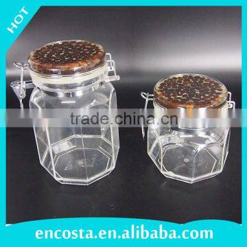 Coffee Bean Lid Plastic Airtight Clip Top Food Canister Spice Jam Herb Honey Candy Jars Set