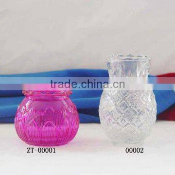 lotus shaped clear glass candle empty jar with figure