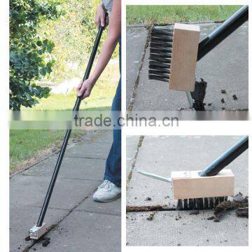 Block paving scraper weed wire brush with 0.8m long handle