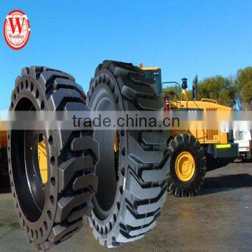 Hot sale quality assured rubber solid skid steer tires with holes and rims16/70-20 for bobcat