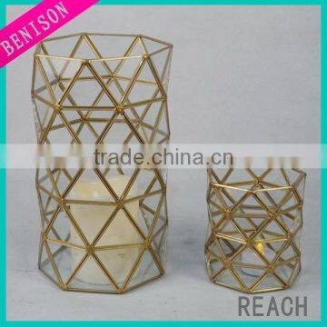 copper shiny lanterns for home decorative with copper and glass