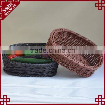 Used Food Dispaly Tools PE Wicker Woven Round Shape Bulk Supermarket or Kitchen Vegetable Storage Baskets photo-2