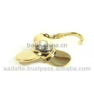 Handmade Brass Propeller Compass Brass Nautical Key Chain Key Ring photo-2