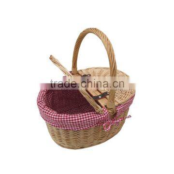 Oval Lidded Wicker Picnic Basket - Shopping Basket - Sewing Basket