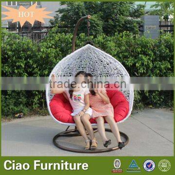 Wicker furniture outdoor hanging chair cushion garden double swing for kids