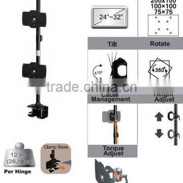 ARM BY Aluminum Double Desk 24"-32" LCD monitor arm clamp mount