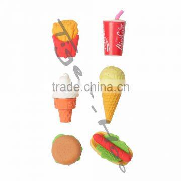 Custom Shape Novelty 6 PK Snack Shaped Eraser For Pencil