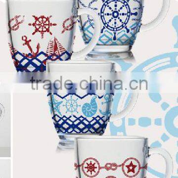 7oz 8oz 9oz 12oz Sea Ship Serise Color Pinting Water Glass Mug Dinking Glass Cup Set photo-2
