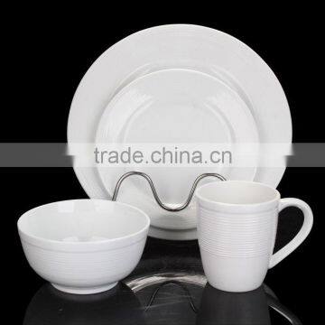 Embossed White Ceramic Porcelain Dinner Set