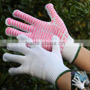 NMSAFETY 10 gauge bleach cotton dotted gloves with PVC dots on palm work gloves