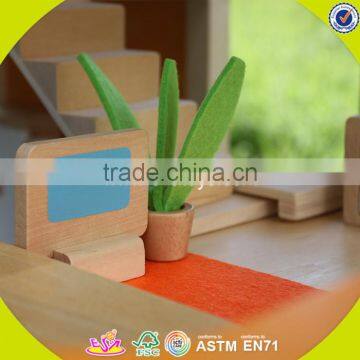 2017 New Design Wooden Big Doll House Children Wooden Big Doll House Unique Wooden Big Doll House W06A158 photo-5
