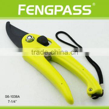 S6-1038A 7-1/4" Plastic handle with Black Stainless Steel Blade Pruning Garden Scissors