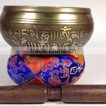 Om Crafted Buddhist Jaap Mantra Carving Kasha Special Sound Singing Bowl photo-3