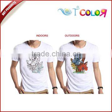 Magic color change t-shirt , uv color changing t-shirt , uv sensitive color changing t-shirt