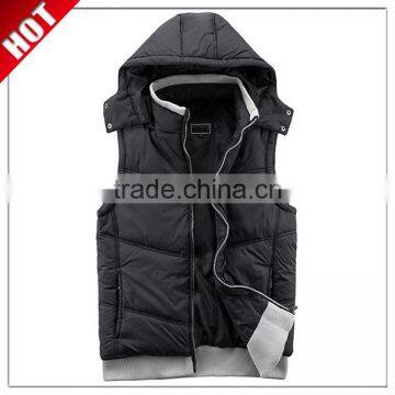 Essential wholesale padded mens winter vest with hood