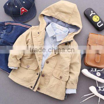 Washed Wrinkly Baby Wear Hoodie Coat Wholesale Boys Windproof Jacket photo-3