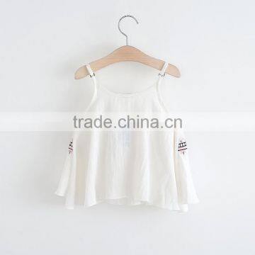 2017 Kids Summer Clothing Girls Cotton Double Layer Shirt With Paghetti Strap photo-3