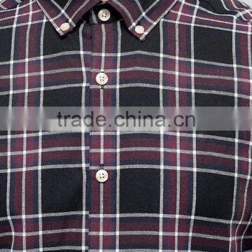 Custom Embroidered Logo Long Sleeve Button Down Collar Mens 100% Cotton Heavyweight Flannel Check Print Slim Fit Casual Shirts photo-3