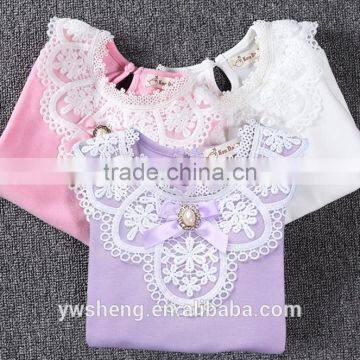 Wholesale Fashion kids long sleeve t-shirt cheap lace t-shirt in bulk