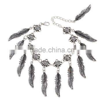 mix alloy leaf charms chian bracelet antique silver charm chain link bracelet women tassle bracelets