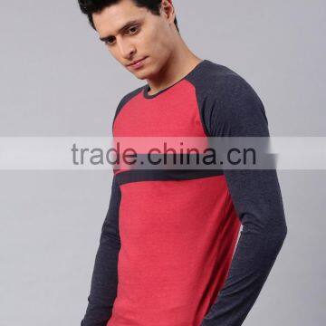Men Red Navy Blue T-Shirt Custom Color Round Neck Long Raglan Sleeves Bodybuilding Tee 60% Cotton 40% Polyester Material photo-3