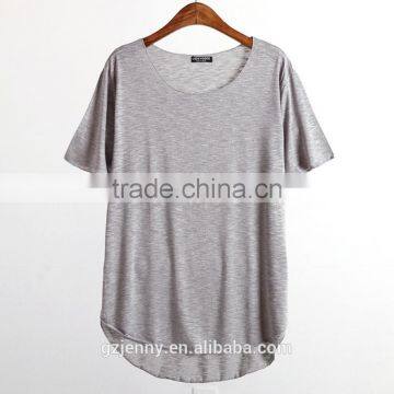 ECO Friendly Women Longline Curved Hem Organic Slub Cotton Bamboo T Shirt photo-3