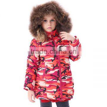 2015 New Design Little Girls' Camouflage Down Jacket With Fur Hoody photo-3