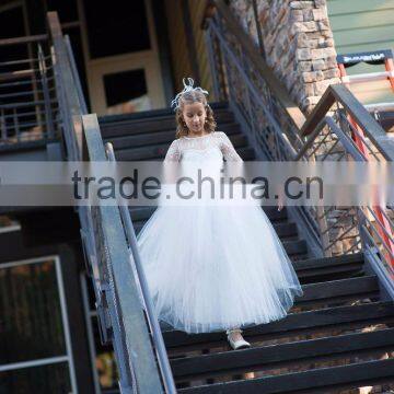 Flower Girls Lace Tutu Wedding White Dress photo-3