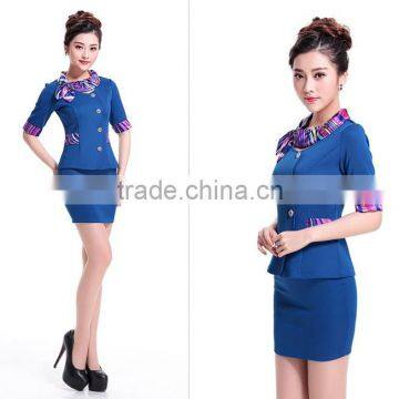 2016 Juqian Fashion Design Custom Colours Airline Stewardess Uniform photo-3